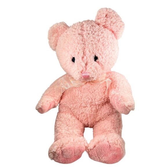 napco Other - NAPCO PINK PLUSH LOTSA LOVE TEDDY BEAR 12" SOFT DOT SHEER BOW LOVEY BABY READ